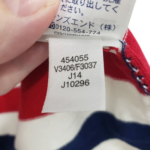 Lands End 100% Supima Cotton Navy Blue Red White Stripe Button Front Cardigan 2X - Picture 8 of 10